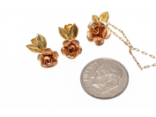 Group Of Stylish Gold Filled Jewelry With Gold Front Cufflinks