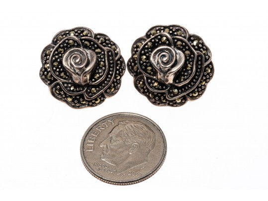 Lot Of Pretty Assorted Sterling Silver And Silver Plate Flower Motif Jewelry Pieces