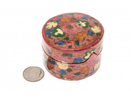 Delightful Lot Of Four Hand Painted Black Lacquer Brooches