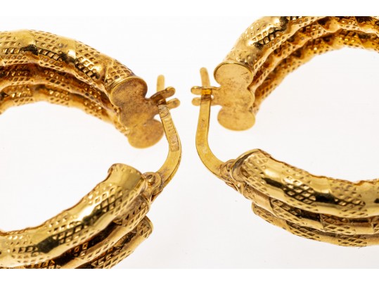 Contemporary 14K Wave Hoop Earrings