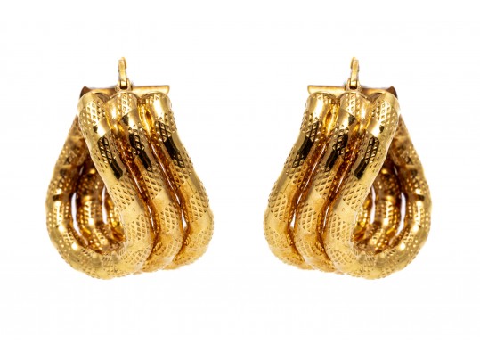 Contemporary 14K Wave Hoop Earrings