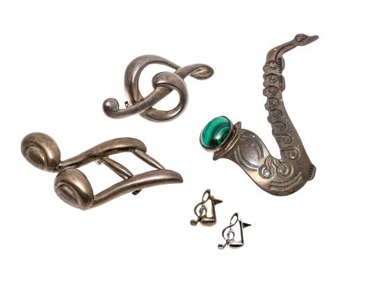 Lot Of Fun Assorted Sterling Silver Musical Motif Jewelry