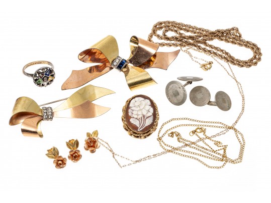 Group Of Stylish Gold Filled Jewelry With Gold Front Cufflinks