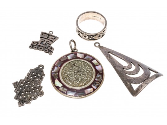 Lot Of Assorted Sterling Silver Mexican And Southwestern Motif Jewelry Pieces