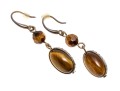Beautiful Faceted And Cabachon Tigers Eye And Marcasite Drop Pendant Earrings