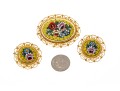 Colorful Lot Of Assorted Micro Mosaic, Enamel And Floral Costume Jewelry