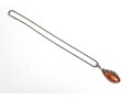 Handsome Sterling And Faux Amber Pendant Necklace