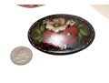 Delightful Lot Of Four Hand Painted Black Lacquer Brooches
