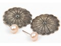 Sterling Brooch And Cultured Pearl Stud Earrings