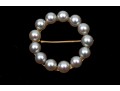 Classic 14K And Cultured Pearl Circular Brooch