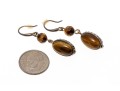 Beautiful Faceted And Cabachon Tigers Eye And Marcasite Drop Pendant Earrings