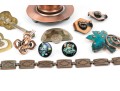 Lot Of Assorted Copper And Copper With Mixed Metal Jewelry Pieces, Plus Holloware