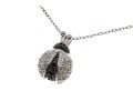 Charming Sterling Silver Black And White Diamond Ladybug Pendant