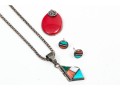 Sterling Pendants And Necklace With Stud Earrings