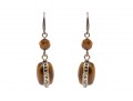 Beautiful Faceted And Cabachon Tigers Eye And Marcasite Drop Pendant Earrings