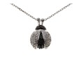 Charming Sterling Silver Black And White Diamond Ladybug Pendant