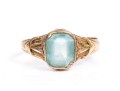 Vintage 18K Blue Glass Ring, Size 10.5