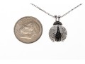Charming Sterling Silver Black And White Diamond Ladybug Pendant