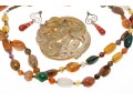 Lot Of Three Stone Jewelry Pieces Including And Opera Length Agate Necklace