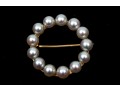 Classic 14K And Cultured Pearl Circular Brooch