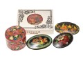 Delightful Lot Of Four Hand Painted Black Lacquer Brooches