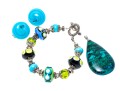 Beautiful Lot Of Three Blue And Green Toned Glass And Stone Jewelry Pieces