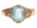 Vintage 18K Blue Glass Ring, Size 10.5