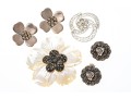 Lot Of Pretty Assorted Sterling Silver And Silver Plate Flower Motif Jewelry Pieces