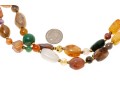 Lot Of Three Stone Jewelry Pieces Including And Opera Length Agate Necklace