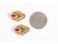 14K And Pink Sapphire Cheveron Earrings