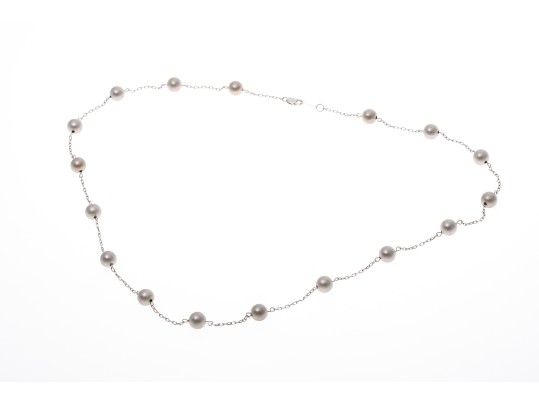 14k White Gold Handsome Tin Cup Style Necklace