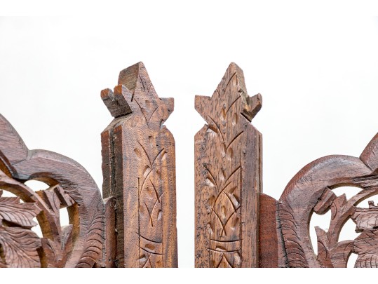 Fine Asian Carved Wood Four Panel Screen 