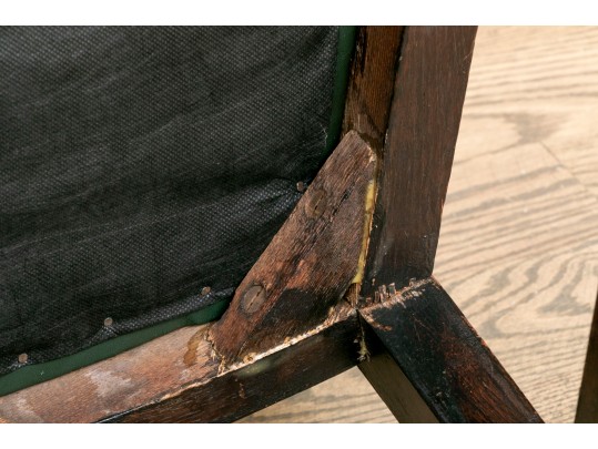 Antique Oak Spindle Back Chair Leather Upholstered