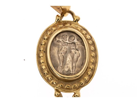 14k Yellow And White Gold Greek Revival Pendant