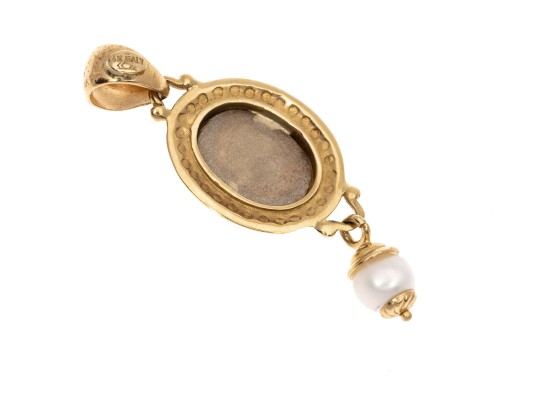 14k Yellow And White Gold Greek Revival Pendant