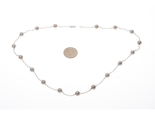 14k White Gold Handsome Tin Cup Style Necklace