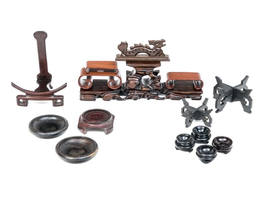 Collection Of Vintage Chinese Carved Wood Stands