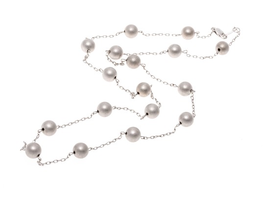 14k White Gold Handsome Tin Cup Style Necklace