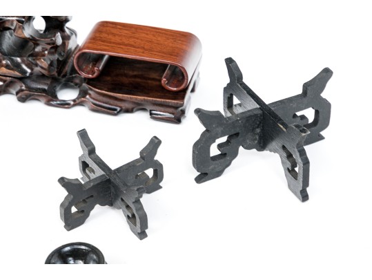 Collection Of Vintage Chinese Carved Wood Stands