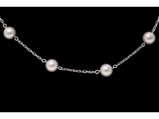14k White Gold Handsome Tin Cup Style Necklace