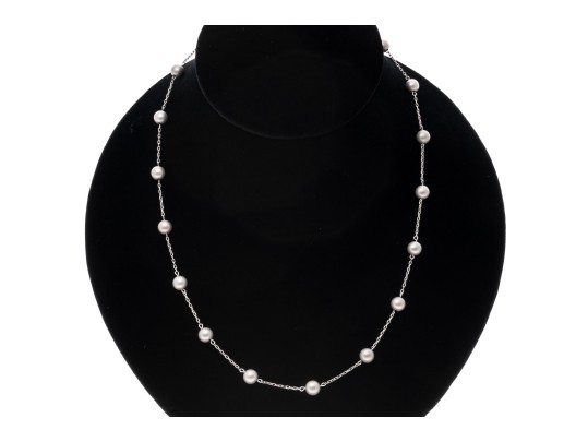 14k White Gold Handsome Tin Cup Style Necklace