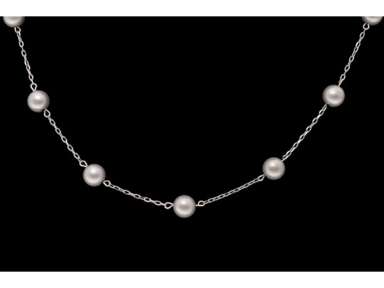 14k White Gold Handsome Tin Cup Style Necklace