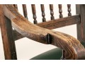 Antique Oak Spindle Back Chair Leather Upholstered