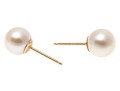 14k Yellow Gold Classic White Cultured Pearl Stud Earrings