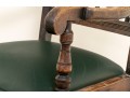 Antique Oak Spindle Back Chair Leather Upholstered