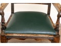 Antique Oak Spindle Back Chair Leather Upholstered