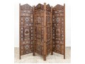 Fine Asian Carved Wood Four Panel Screen 