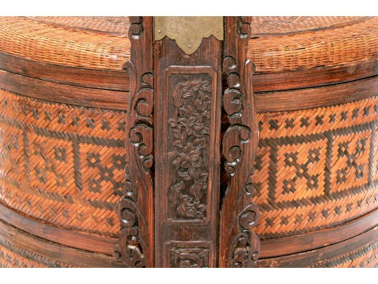 Large Chinese Woven Wedding Basket In 4 Parts