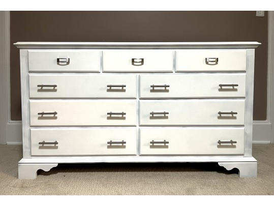 Knob Creek White Paint Decorated Long Dresser