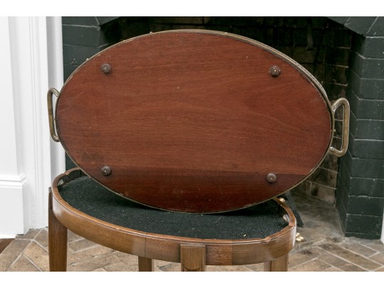 Vintage Oval Mahogany Tray Top Accent Table
